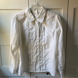 Vintage Karen Scott Puff Shoulder Button Back Top